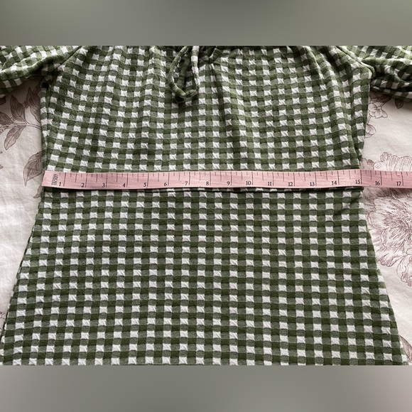 Madewell Jacquard Puff Sleeve Mini Dress Gingham Faded Palm Green Small Cottage - Picture 12 of 13